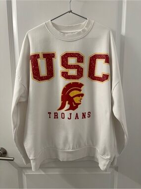 USC Trojans Gameday Couture Freestyle Fleece Pullover Sweatshirt | White | L